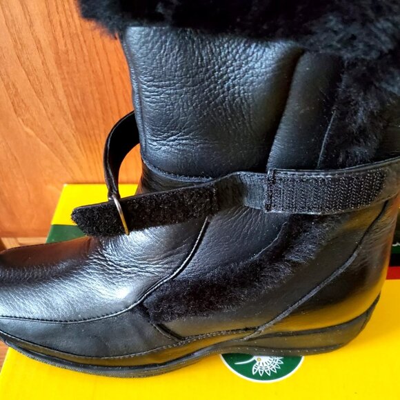 WOMEN BOOTS HOOPOE SIZE 8 W BLACK FAUX FUR ZIPPER STRAP CLOSURE NEW - Picture 5 of 12
